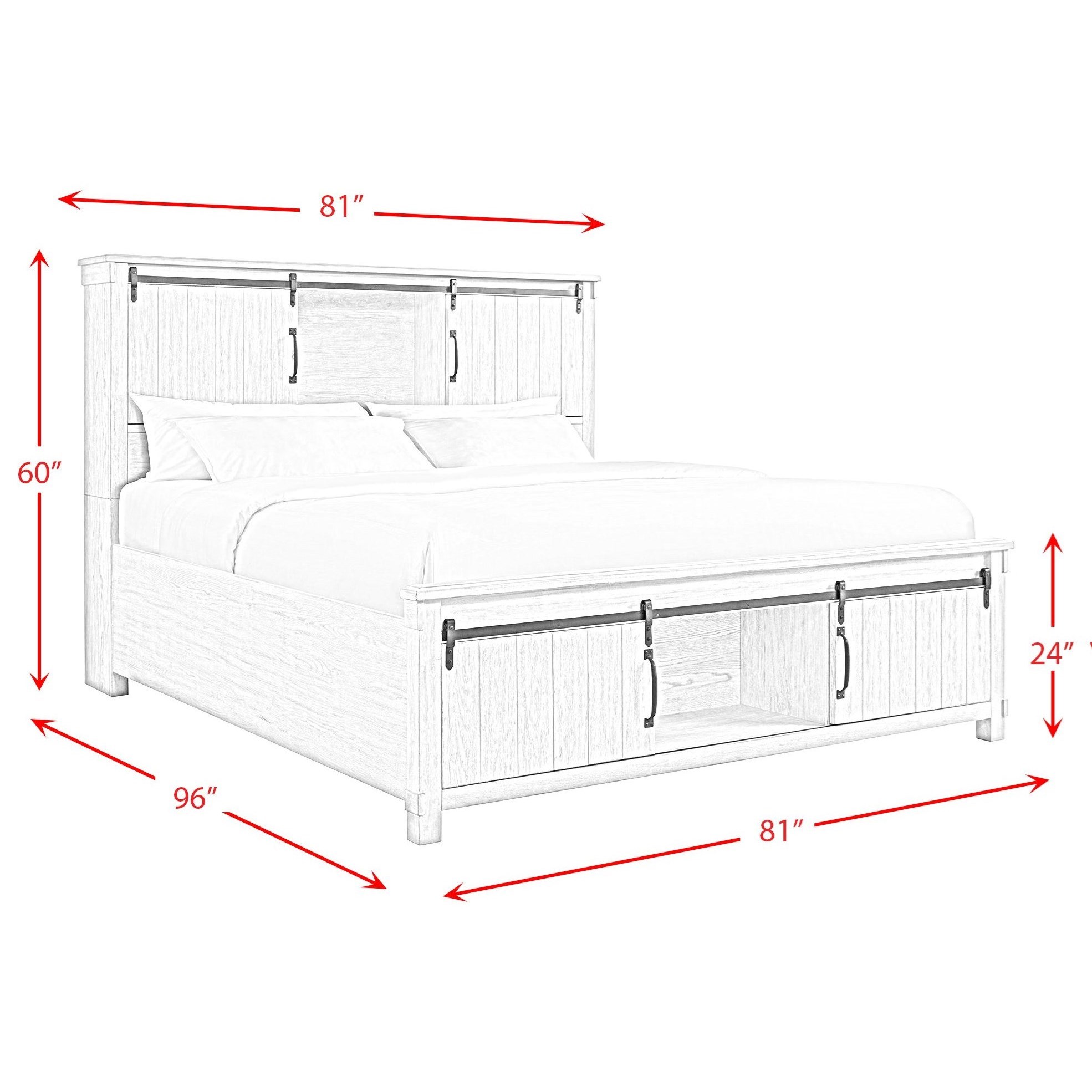 EFO JACKSON SC370KB Modern Farmhouse King Bed with Storage EFO